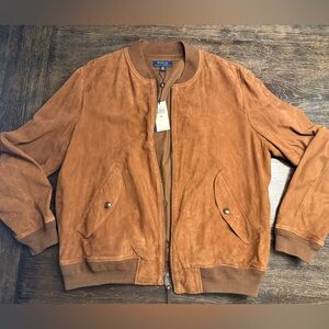 NWT NEW Men's Ralph Lauren Polo Gunners Suede Bomber Leather Jacket